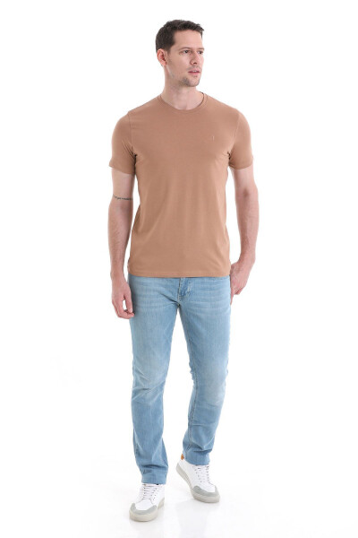 Бежевый Regular Fit Прямой хлопковый Воротник-поло Т-shirt - 2