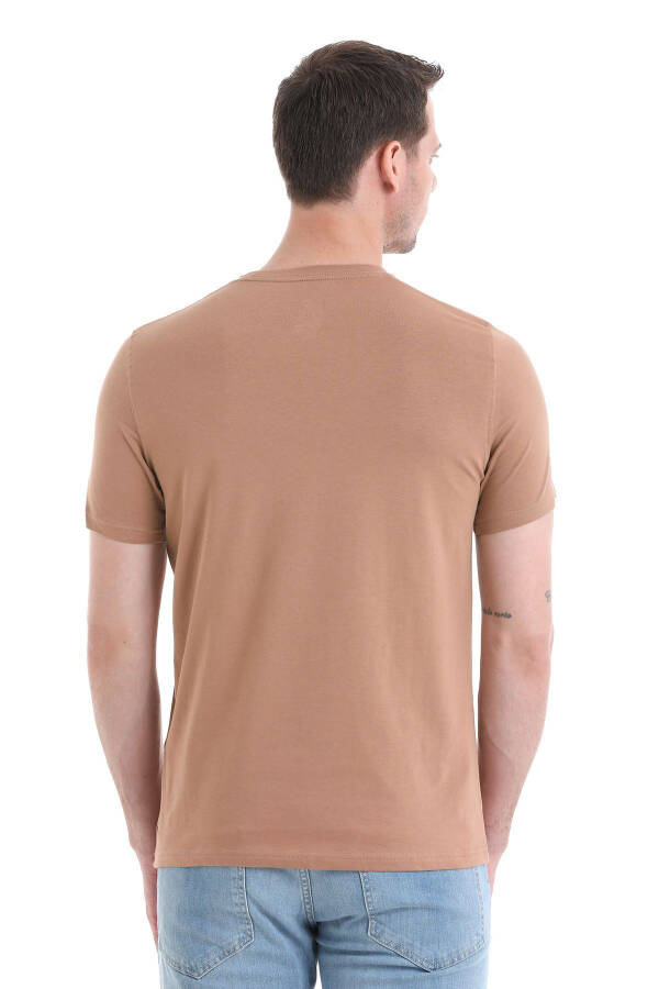 Бежевый Regular Fit Прямой хлопковый Воротник-поло Т-shirt - 7