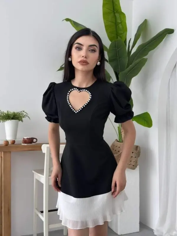 Безопасное Сердце Детальное Платье - BÜYÜKBEDENIZ