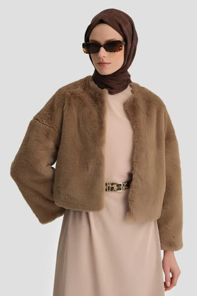 Безрукавное базовое платье 24kh9926 Бежевый - 3