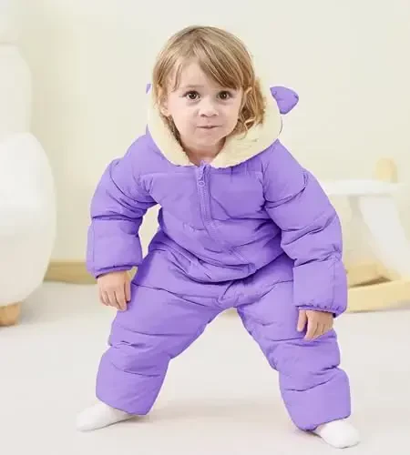 BFUSTYLE Baby Qor kostyumi 0-24 oylik Qishki Kiyimlar Go'dak O'g'il Qiz Puffer Kurtka Yangi tug'ilgan chaqaloq uchun Kaputli Bir qismli Palto - 2