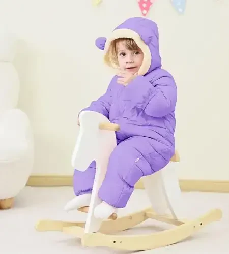 BFUSTYLE Baby Qor kostyumi 0-24 oylik Qishki Kiyimlar Go'dak O'g'il Qiz Puffer Kurtka Yangi tug'ilgan chaqaloq uchun Kaputli Bir qismli Palto - 6