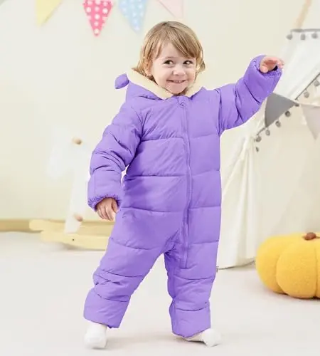 BFUSTYLE Baby Qor kostyumi 0-24 oylik Qishki Kiyimlar Go'dak O'g'il Qiz Puffer Kurtka Yangi tug'ilgan chaqaloq uchun Kaputli Bir qismli Palto - 3