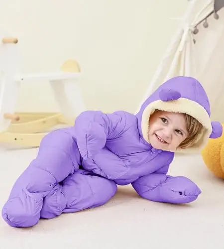 BFUSTYLE Baby Qor kostyumi 0-24 oylik Qishki Kiyimlar Go'dak O'g'il Qiz Puffer Kurtka Yangi tug'ilgan chaqaloq uchun Kaputli Bir qismli Palto - 5