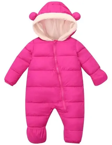 BFUSTYLE Baby Snowsuit 0-24 Months Winter Clothes Infant Boy Girl Puffer Jacket Newborn One Piece Coat with Hooded - Modazone