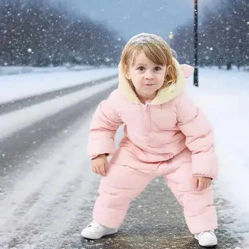 BFUSTYLE Baby Snowsuit 0-24 Months Winter Clothes Infant Boy Girl Puffer Jacket Newborn One Piece Coat with Hoodeded - 2