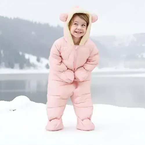 BFUSTYLE Baby Snowsuit 0-24 Months Winter Clothes Infant Boy Girl Puffer Jacket Newborn One Piece Coat with Hoodeded - 3