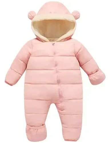 BFUSTYLE Baby Snowsuit 0-24 Months Winter Clothes Infant Boy Girl Puffer Jacket Newborn One Piece Coat with Hoodeded 