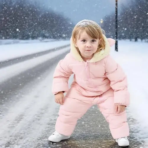 BFUSTYLE Baby Snowsuit 0-24 Months Winter Clothes Infant Boy Girl Puffer Jacket Newborn One Piece Coat with Hooded - 2