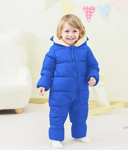 BFUSTYLE Baby Snowsuit 0-24 Months Winter Clothes Infant Boy Girl Puffer Jacket Newborn One Piece Coat with Hooded - 3
