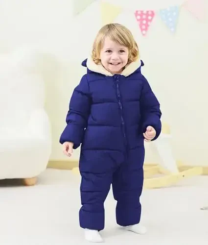 BFUSTYLE Baby Snowsuit 0-24 Months Winter Clothes Infant Boy Girl Puffer Jacket Newborn One Piece Coat with Hooded - BFUSTYLE (1)