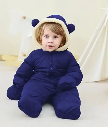 BFUSTYLE Baby Snowsuit 0-24 Months Winter Clothes Infant Boy Girl Puffer Jacket Newborn One Piece Coat with Hooded - 3