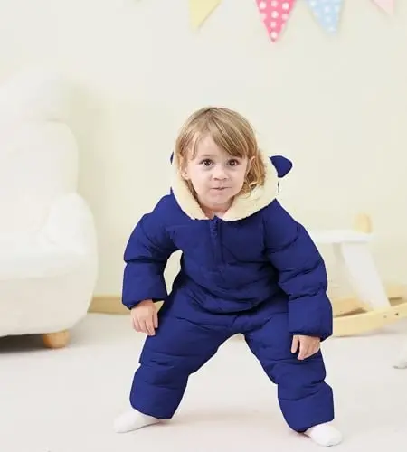 BFUSTYLE Baby Snowsuit 0-24 Months Winter Clothes Infant Boy Girl Puffer Jacket Newborn One Piece Coat with Hooded - 2