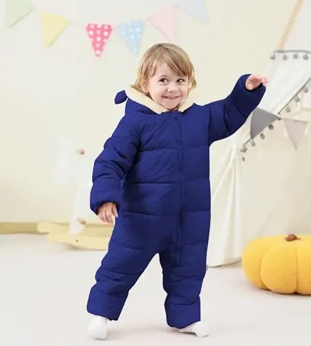 BFUSTYLE Baby Snowsuit 0-24 Months Winter Clothes Infant Boy Girl Puffer Jacket Newborn One Piece Coat with Hooded - 3