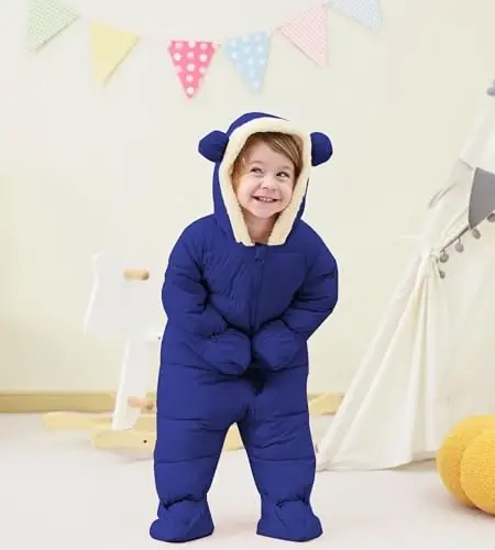 BFUSTYLE Baby Snowsuit 0-24 Months Winter Clothes Infant Boy Girl Puffer Jacket Newborn One Piece Coat with Hooded - 4