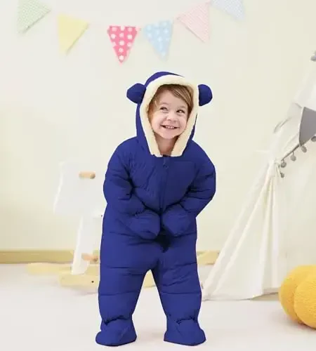 BFUSTYLE Baby Snowsuit 0-24 Months Winter Clothes Infant Boy Girl Puffer Jacket Newborn One Piece Coat with Hooded - 4