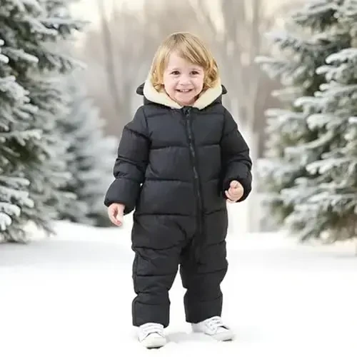 BFUSTYLE Chaqaloq qor kostyumi 0-24 oy Qishki kiyimlar Go'dak o'g'il qiz Puffer kurtka Yangi tug'ilgan chaqaloqlar uchun bir qismli palto kaput bilan - Modazone (1)