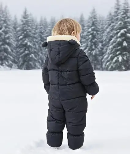 BFUSTYLE Chaqaloq qor kostyumi 0-24 oy Qishki kiyimlar Go'dak o'g'il qiz Puffer kurtka Yangi tug'ilgan chaqaloqlar uchun bir qismli palto kaput bilan - 6