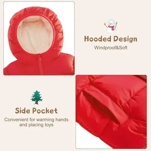 BFUSTYLE Toddler Winter Coats Hooded Infants Fleece Jacket Thickened Jacket for Baby Girls Boys 1-5T - 4