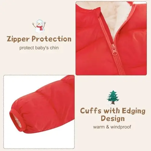 BFUSTYLE Toddler Winter Coats Hooded Infants Fleece Jacket Thickened Jacket for Baby Girls Boys 1-5T - 5