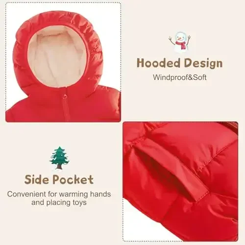 BFUSTYLE Детские зимние пальто с капюшоном, флисовая куртка для малышей, утепленная куртка для маленьких девочек и мальчиков 1-5 лет - 4