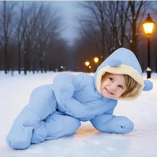 BFUSTYLE Baby Snowsuit 0-24 Months Winter Clothes Infant Boy Girl Puffer Jacket Newborn One Piece Coat with Hooded - 4