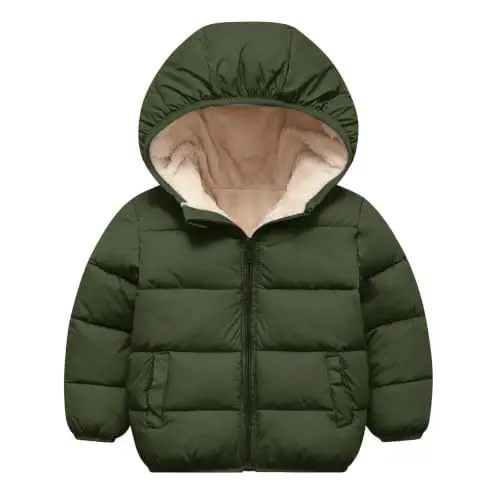 BFUSTYLE Küçük Çocuk Kışlık Mont Polar Kalın Ceket Kız ve Erkek Çocuk 1-5 Yaş | Bebek Kız Erkek Sıcak Polar Astarlı Ceket, Fermuarlı Hafif Rüzgâr Geçirmez Kreş Kış Kıyafeti - 1