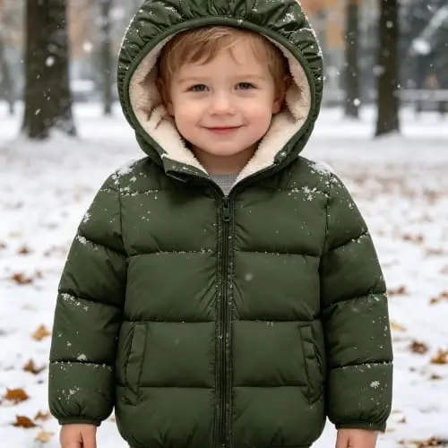 BFUSTYLE Küçük Çocuk Kışlık Mont Polar Kalın Ceket Kız ve Erkek Çocuk 1-5 Yaş | Bebek Kız Erkek Sıcak Polar Astarlı Ceket, Fermuarlı Hafif Rüzgâr Geçirmez Kreş Kış Kıyafeti - 2