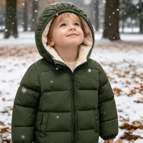 BFUSTYLE Küçük Çocuk Kışlık Mont Polar Kalın Ceket Kız ve Erkek Çocuk 1-5 Yaş | Bebek Kız Erkek Sıcak Polar Astarlı Ceket, Fermuarlı Hafif Rüzgâr Geçirmez Kreş Kış Kıyafeti - 3