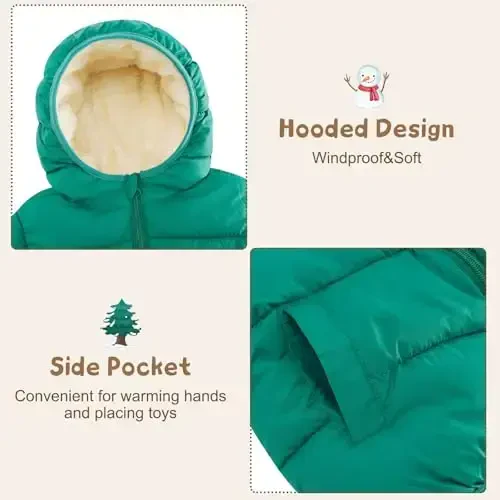 BFUSTYLE Toddler Qishki Palto Kapüşonlu Chaqaloqlar Fleece Kurtka Qizlar va O'g'il bolalar uchun Qalinlashtirilgan Kurtka 1-5T - 1