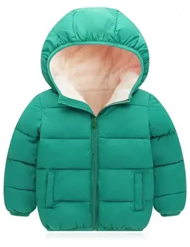 BFUSTYLE Toddler Qishki Palto Kapüşonlu Chaqaloqlar Fleece Kurtka Qizlar va O'g'il bolalar uchun Qalinlashtirilgan Kurtka 1-5T - 3
