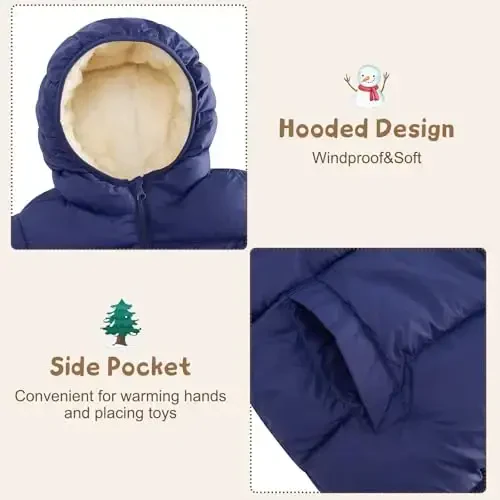 BFUSTYLE Toddler Qishki Palto Kapüşonlu Go'daklar Fleece Kurtka Qizlar Bolalar uchun Qalinlashtirilgan Kurtka 1-5T - MODAZONE