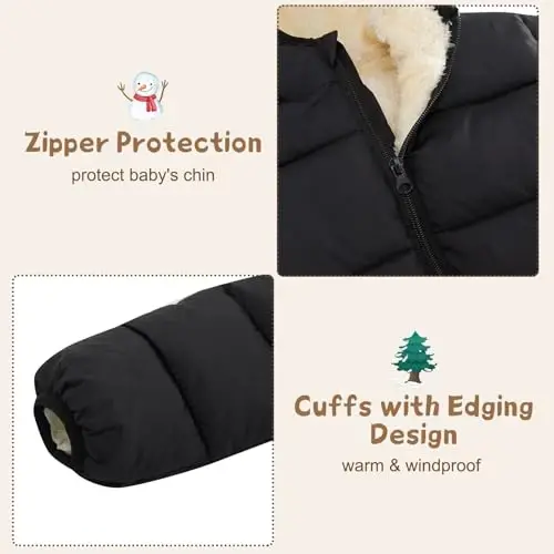 BFUSTYLE Toddler Winter Coats Fleece Thicken Jacket for Baby Girls Boy 1-5T | Infant Girls Boys Warm Fleece Lining Jackets,Zipper Closure Lightweight Windproof Daycare Winter Clothes 