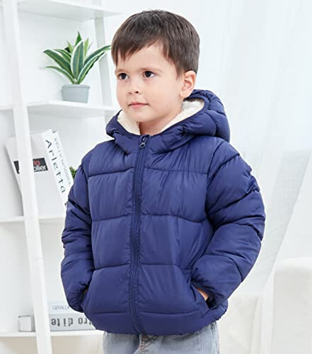 BFUSTYLE Toddler Winter Coats Hooded Infants Fleece Jacket Thickened Jacket for Baby Girls Boys 1-5T - 2