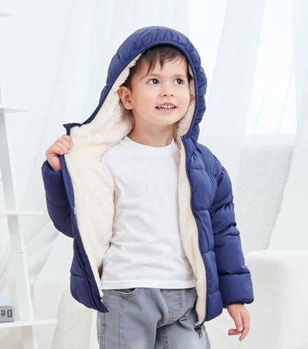 BFUSTYLE Toddler Winter Coats Hooded Infants Fleece Jacket Thickened Jacket for Baby Girls Boys 1-5T - 3