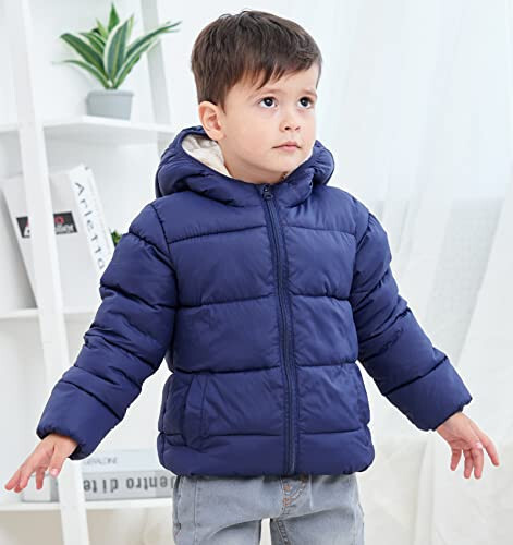 BFUSTYLE Toddler Winter Coats Hooded Infants Fleece Jacket Thickened Jacket for Baby Girls Boys 1-5T - 4