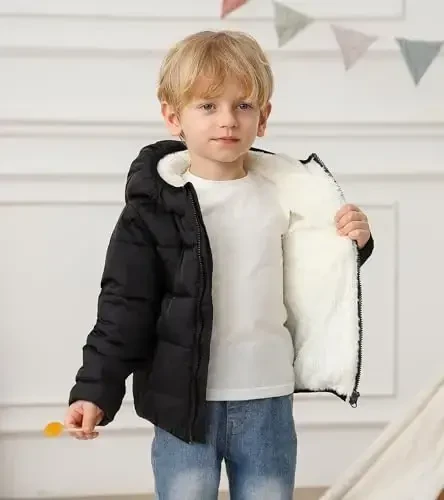 BFUSTYLE Toddler Winter Coats Hooded Infants Fleece Jacket Thickened Jacket for Baby Girls Boys 1-5T - 3