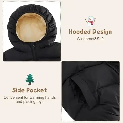 BFUSTYLE Toddler Winter Coats Hooded Infants Fleece Jacket Thickened Jacket for Baby Girls Boys 1-5T - 4