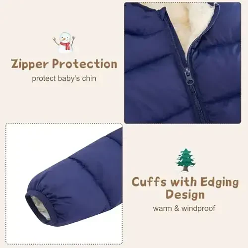 BFUSTYLE Toddler Winter Coats Hooded Infants Fleece Jacket Thickened Jacket for Baby Girls Boys 1-5T - 2