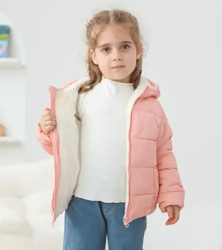 BFUSTYLE Toddler Winter Coats Hooded Infants Fleece Jacket Thickened Jacket for Baby Girls Boys 1-5T - BFUSTYLE (1)