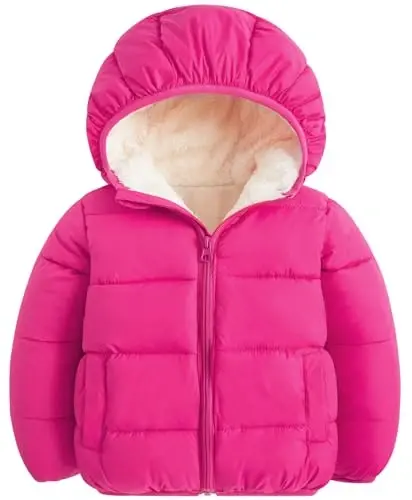 BFUSTYLE Toddler Winter Coats Hooded Infants Fleece Jacket Thickened Jacket for Baby Girls Boys 1-5T - 1