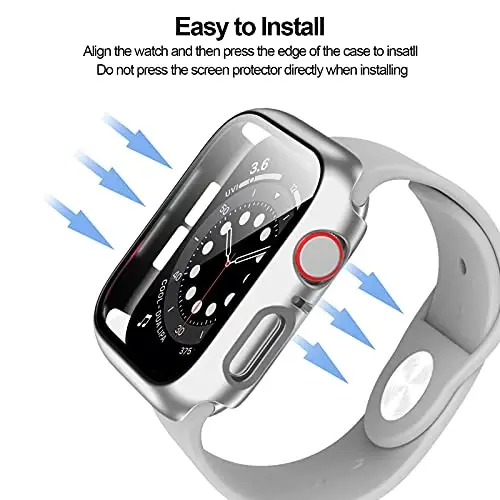 BHARVEST 2-Pack Case Apple Watch Series 3/2/1 38mm bilan mos keladi, Qattiq PC Tempered Glass Screen Protector iWatch Accessories uchun Bubble-Free Cover, Qora+Kumush - 5