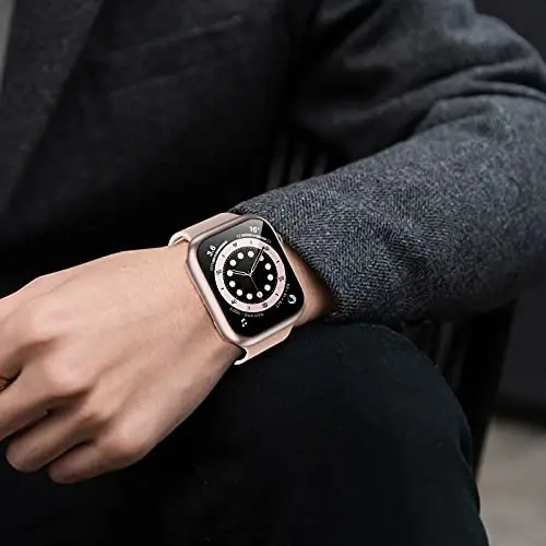 BHARVEST 2 Pack Hard PC Case Compatible with Apple Watch SE 2022/Series 6/5/4/SE 40mm, Case with Tempered Glass Screen Protector Overall Bubble-Free Cover for iWatch Accessories, Black+Rose Gold 