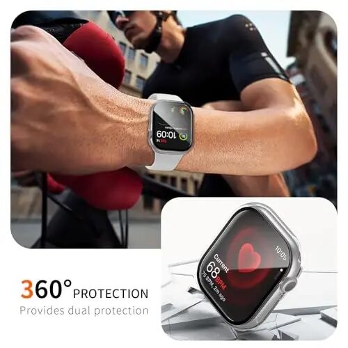 BHARVEST 2 Pack Case for Apple Watch Series 10 42mm Screen Protector, Hard PC Case with Tempered Glass Screen Protector Bubble-Free Cover Slim HD Ultra-Thin Bumper For Apple Watch 10 42mm,Clear - 5