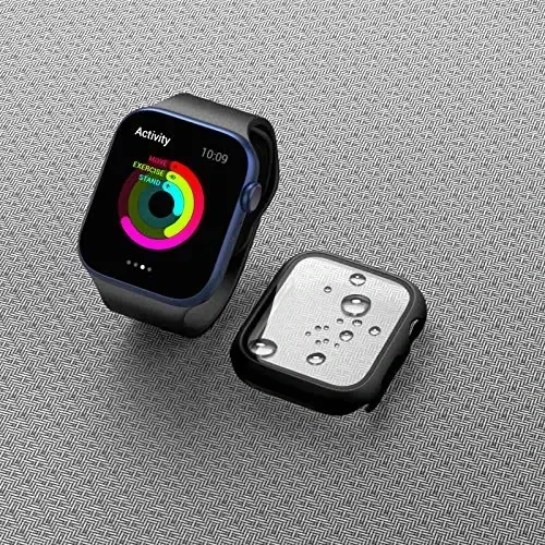 BHARVEST 2 Pack Hard PC Case Compatible with Apple Watch Series 9/8/7 41mm, Case with Tempered Glass Screen Protector Overall Bubble-Free Cover for iWatch 9/8/7 Accessories, (Black+Black,41mm) - 7