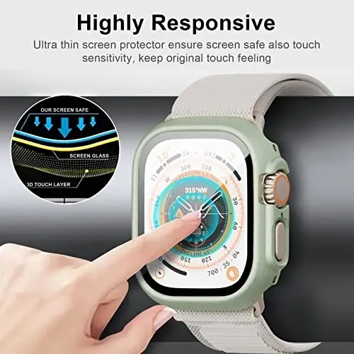 BHARVEST 2 Pack Hard PC Case Compatible with Apple Watch Series 3/2/1 38mm, Case with Tempered Glass Screen Protector Overall Bubble-Free Cover for iWatch Accessories, Black+Black - 4