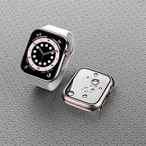 BHARVEST 3 Pack Hard PC Case Apple Watch Series 9/8/7 41mm bilan mos keladi, закалённое ekran himoyachisi Bubble-Free Cover iWatch 9/8/7 aksessuarlari bilan (Qora+Oq+Gulli tilla, 41mm) - 7