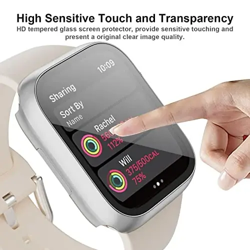 BHARVEST 3-Pack Hard PC Case Compatible with Apple Watch Series 9/8/7 45mm, Case with Tempered Glass Screen Protector Bubble-Free Cover for iWatch 9/8/7 Accessories, (Black+Silver+Rose Gold, 45mm) - 5