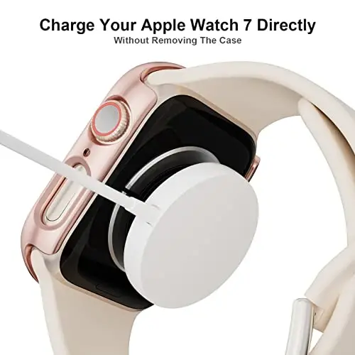 BHARVEST 3-Pack Hard PC Case Compatible with Apple Watch Series 9/8/7 41mm, Case with Tempered Glass Screen Protector Bubble-Free Cover for iWatch 9/8/7 Accessories, (Black+Silver+Rose Gold, 41mm) 