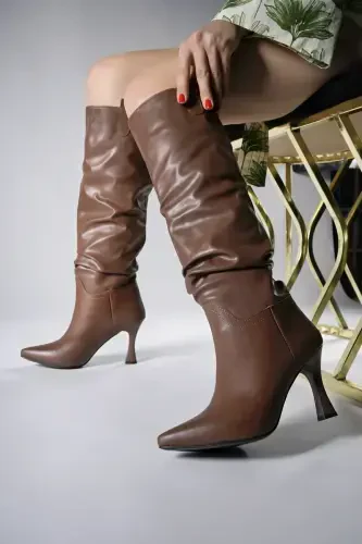 Bhelzilo Women's Heeled Boots 00128511 Tan Leather-Tan Leather - 3